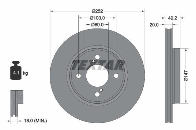 92303703 TEXTAR Диск тормозной передний купить в Павлоград