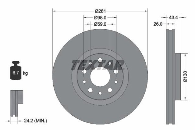 TEXTAR 92304803 Диск тормозной передний в наличии Хмельницкий