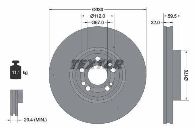 92307105 TEXTAR Диск тормозной передний купить в Чернигов