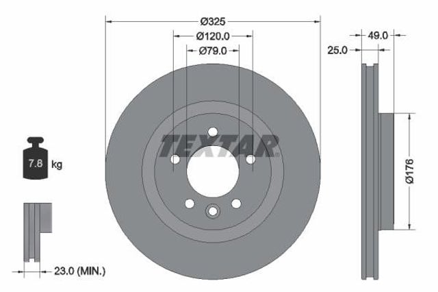 TEXTAR 92307803 Диск тормозной задний в наличии Киев