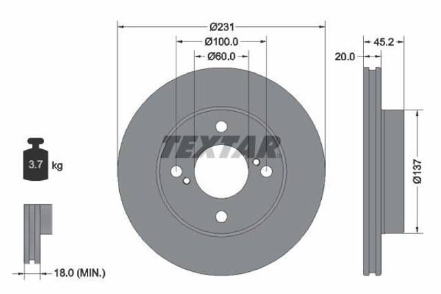 92309403 TEXTAR Передние тормозные диски купить в Кривой Рог