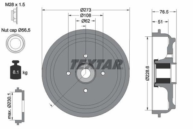 94037900 TEXTAR Тормозной барабан купить в Тернополь