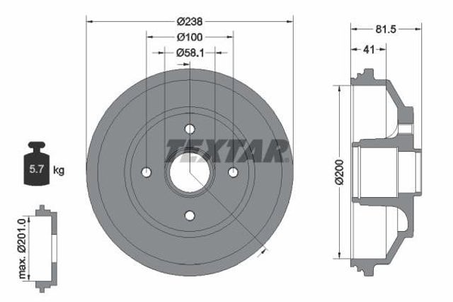 94043000 TEXTAR Тормозной барабан купить в Николаев