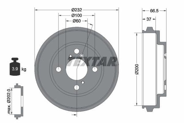 TEXTAR 94044300 Барабан тормозной задний в наличии Полтава