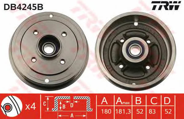 TRW DB4245B Тормозной барабан в наличии Житомир