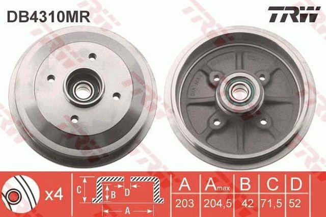 TRW DB4310MR Тормозной барабан в наличии Харьков