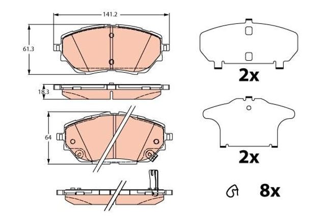 Sapatas do freio dianteiras de disco GDB2290 TRW