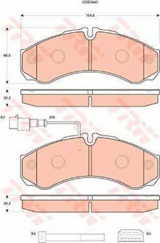 Sapatas do freio traseiras de disco GDB3440 TRW