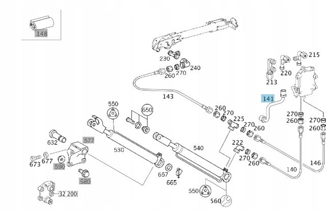 Шланг для опрокидывателя кабины A9305530057 MERCEDES