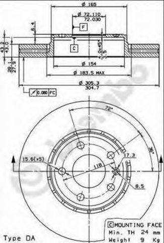 09893710 BREMBO Передние тормозные диски купить в Львов