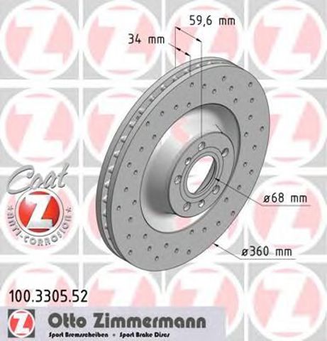 ZIMMERMANN 100330552 Передние тормозные диски в наличии Хмельницкий