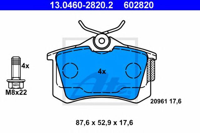 ATE 13046028202 Задние тормозные колодки в наличии Львов