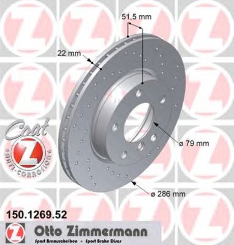 ZIMMERMANN 150126952 Диск тормозной передний в наличии Чернигов