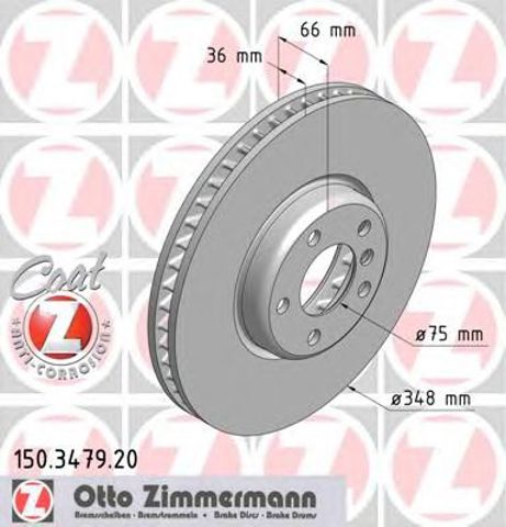 ZIMMERMANN 150347920 Передние тормозные диски в наличии Ирпень