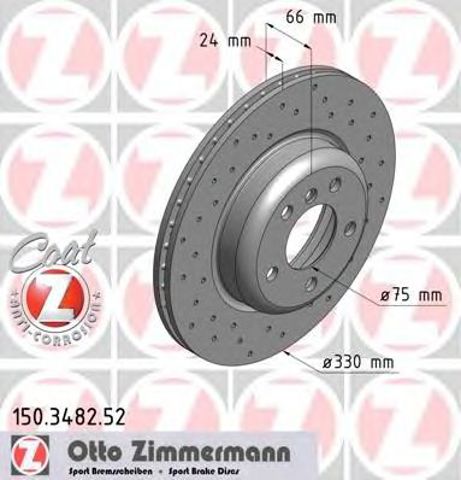 ZIMMERMANN 150348252 Диск тормозной передний в наличии Харьков