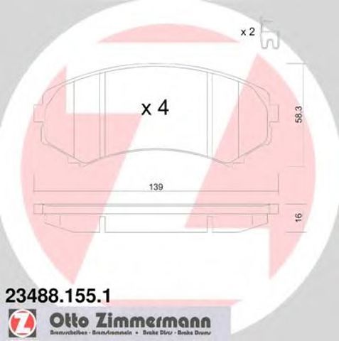 ZIMMERMANN 234881551 Колодки тормозные передние дисковые в наличии Сумы