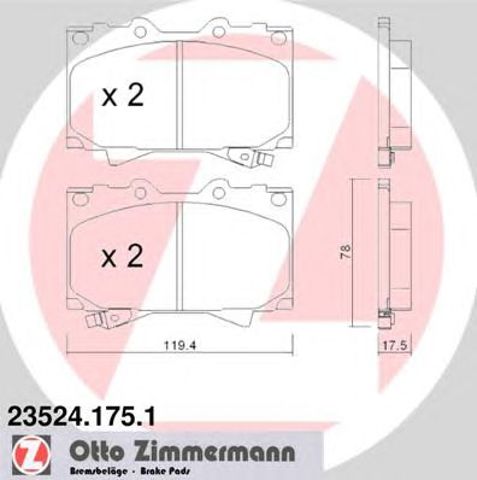 ZIMMERMANN 235241751 Передние тормозные колодки в наличии Львов