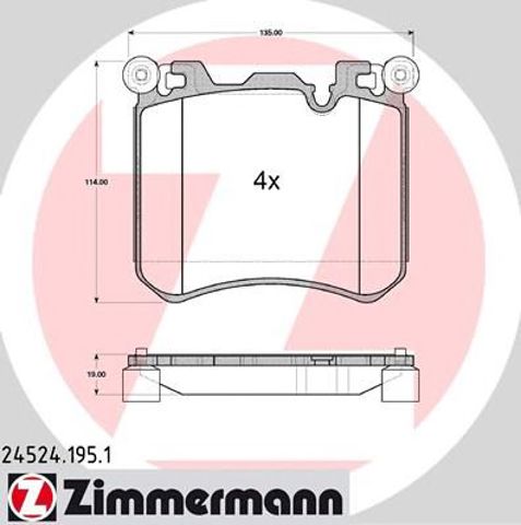 ZIMMERMANN 245241951 Колодки тормозные передние дисковые в наличии Днепр