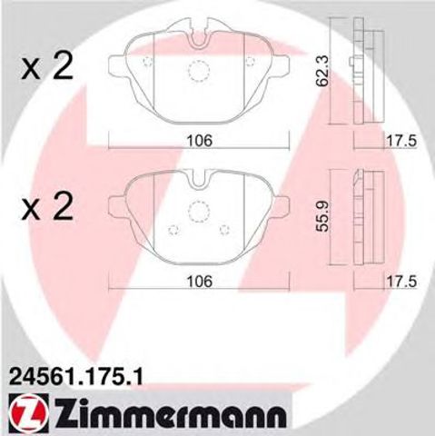 ZIMMERMANN 245611751 Колодки тормозные задние дисковые в наличии Павлоград