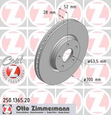 ZIMMERMANN 250136520 Диск тормозной передний в наличии Львов