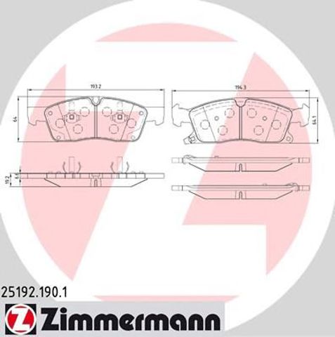 ZIMMERMANN 251921901 Колодки тормозные передние дисковые в наличии Павлоград