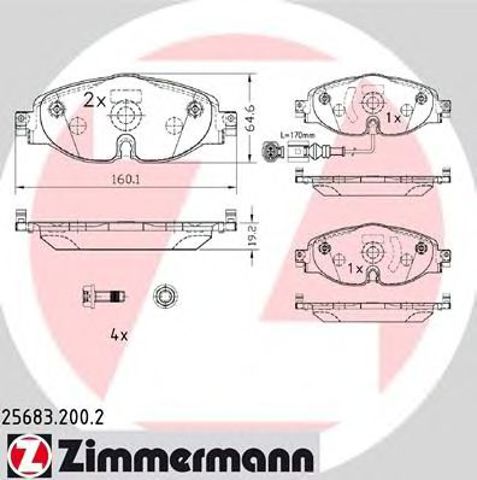 256832002 ZIMMERMANN Колодки тормозные передние дисковые купить в Сумы