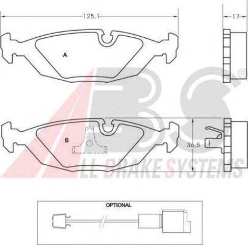ABS 36489 Колодки тормозные задние дисковые в наличии Хмельницкий