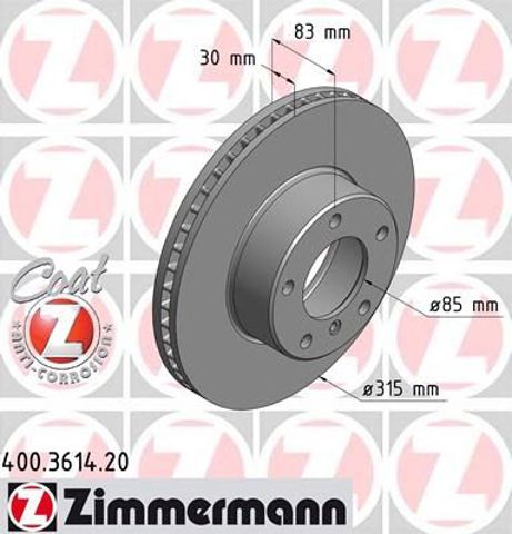 ZIMMERMANN 400361420 Передние тормозные диски в наличии Тернополь