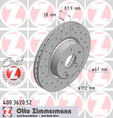 400362052 ZIMMERMANN Передние тормозные диски купить в Хмельницкий
