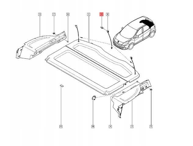 8200675047 RENAULT Крепление полки багажника купить в Чернигов