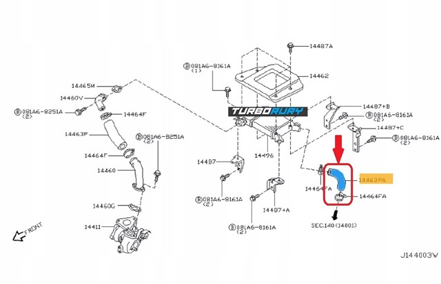Шланг интеркуллера 14463EQ401 NISSAN