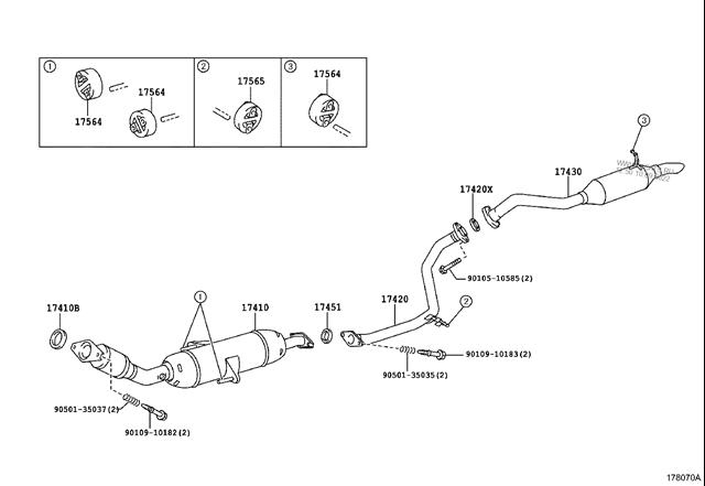 Глушитель, центральная часть 174200T030 TOYOTA