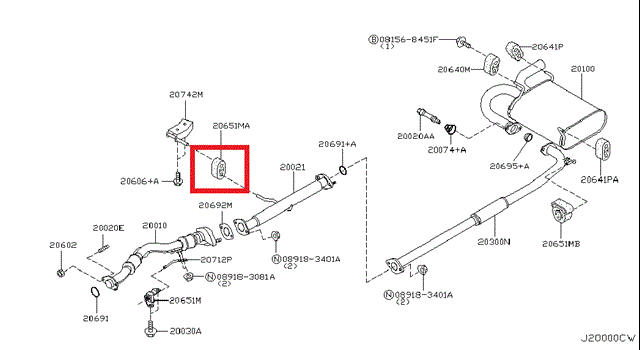 Подушка крепления глушителя x-trail t30 206518H600	