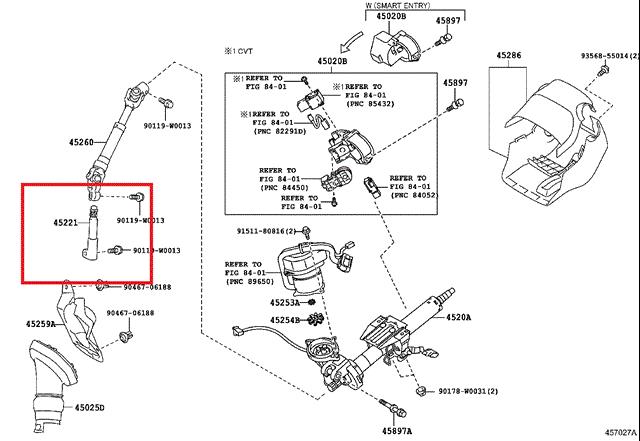 Вал рулевой колонки, нижний 4522102100 TOYOTA