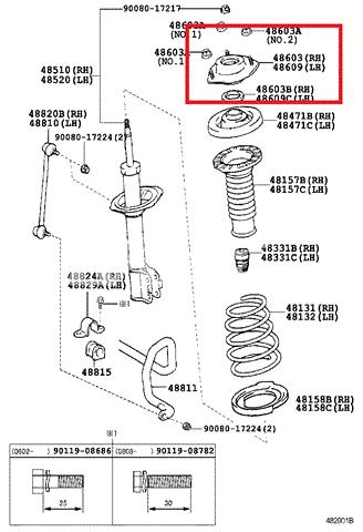 Опора передней стойки 4860906130 TOYOTA