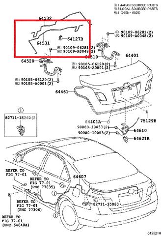 Газовый упор багажника 6453106050 TOYOTA