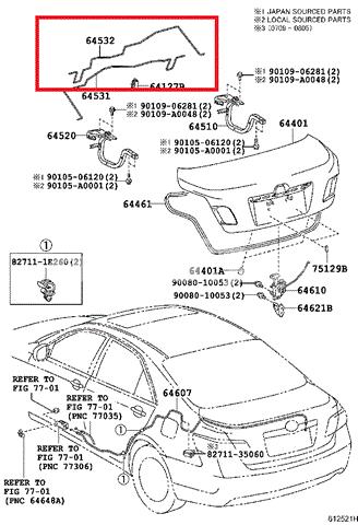 Амортизатор двери багажника 6453206100 TOYOTA