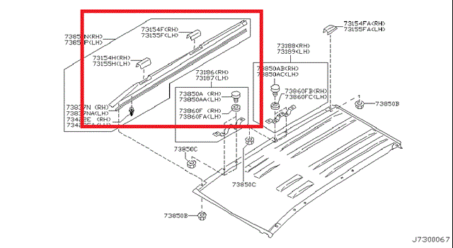 Рейлинг крыши левый 738218H610 NISSAN