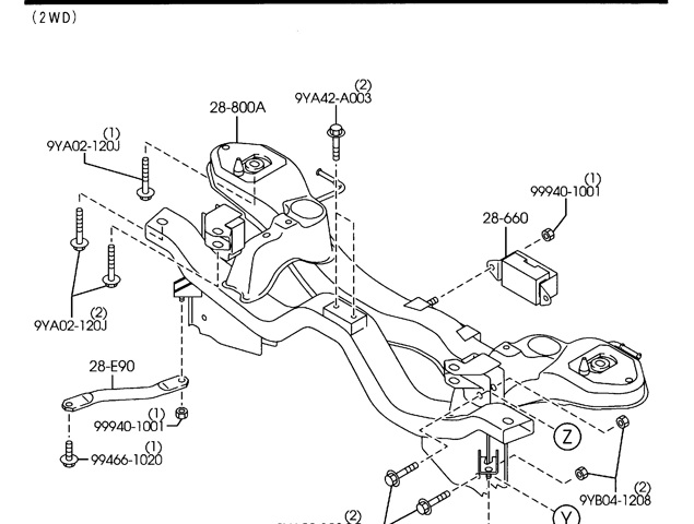 Балка задняя E22728800B MAZDA