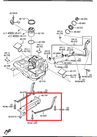 Кронштейн бака топливного GJ6A42720A MAZDA