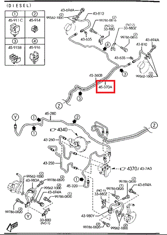 Трубопроводы пневмотормозов GJ6E45370C MAZDA