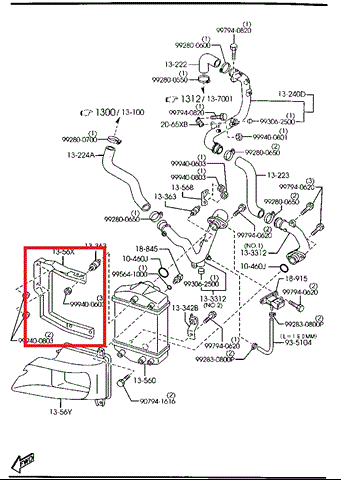 Кронштейн радиатора интеркуллера RF5C13563 MAZDA