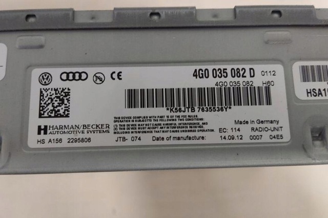 Магнитола (радио AM/FM) 4G0035082D VAG