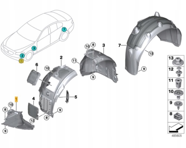 BMW 51757347023 Защита бампера переднего левая в наличии Запорожье