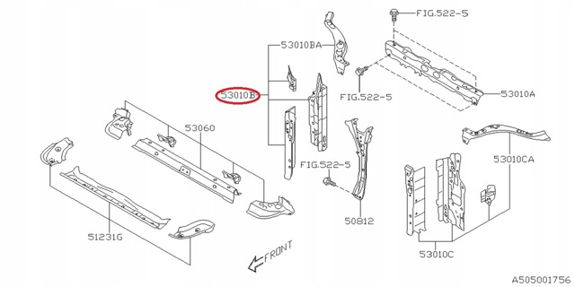 53029AN07A9P SUBARU Суппорт радиатора нижний (монтажная панель крепления фар) купить в Ровно