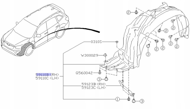 SUBARU 59110SJ000 Подкрылок передний правый в наличии Днепр