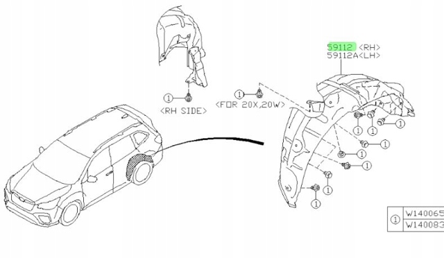SUBARU 59122SJ000 Подкрылок задний правый в наличии Одесса