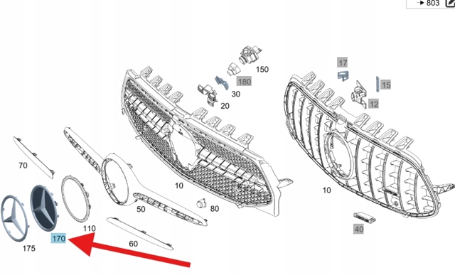 A177888420064 MERCEDES Решетка радиатора купить в Украина