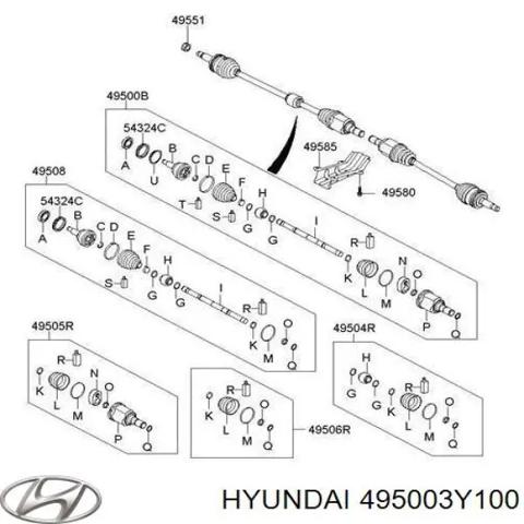 Привод в сборе левый 495003Y100 HYUNDAI