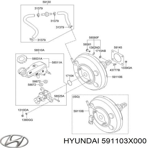 Вакуумный усилитель тормозов 591103X000 HYUNDAI